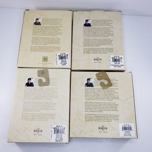 New View Cheri Blum Exotic Flowers Garden Wine Grapes Wall Plaque Decor Set of 4 - Picture 6 of 11